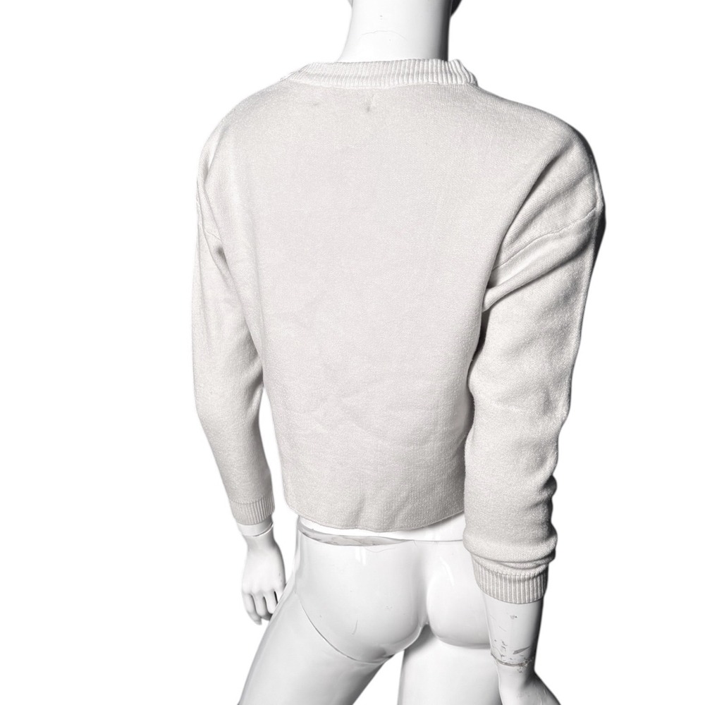 ZOYA Cream sweater Cropped‎ Sweater 3/4 Sleeve Crew Neck tight Knit soft S/M - Picture 6 of 6